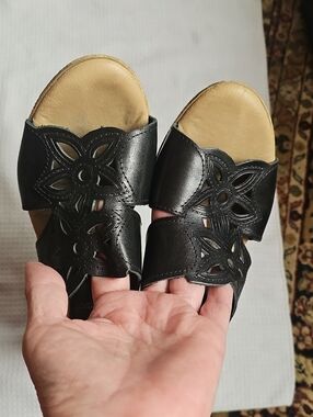 Classic Black Floral Cutout Women’s Slide Sandals FINAL PRICE